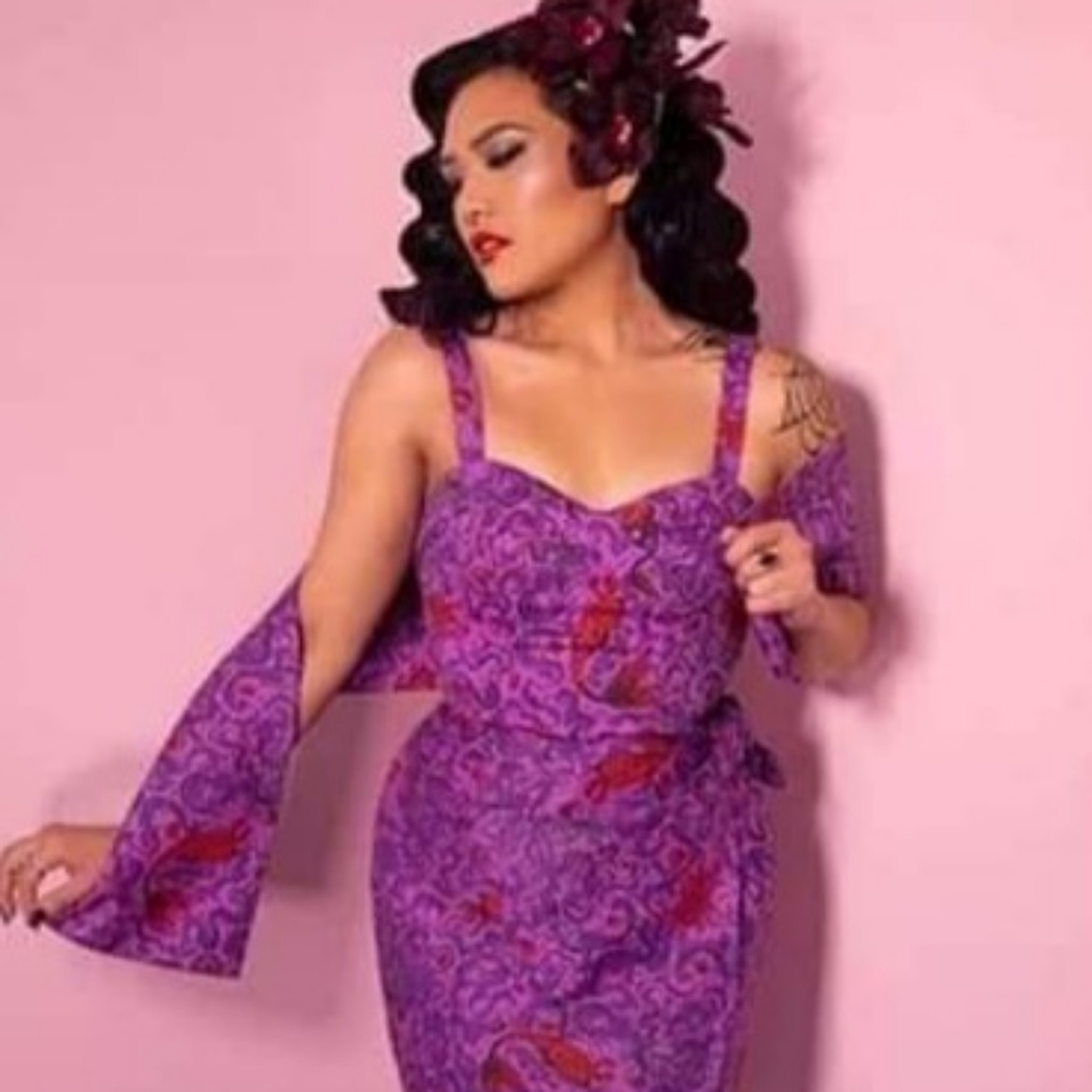 HAUNTED HONEY SARONG DRESS IN SEA SIREN PRINT - VIXEN BY MICHELINE PITT